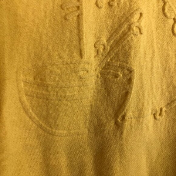 Pusheen Yellow Embossed Sweatshirt Sz Small Cooking Baking Foodie Cotton Poly - Picture 5 of 8